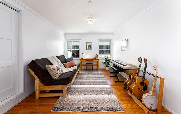 Room with music instruments